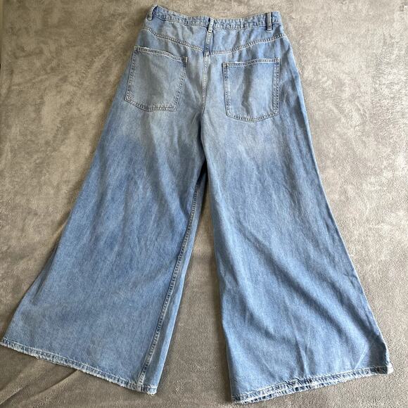 Denim & Co Super Wide Leg Light Wash Jeans Women's 12 Baggy Y2K Style Skater - Picture 4 of 12